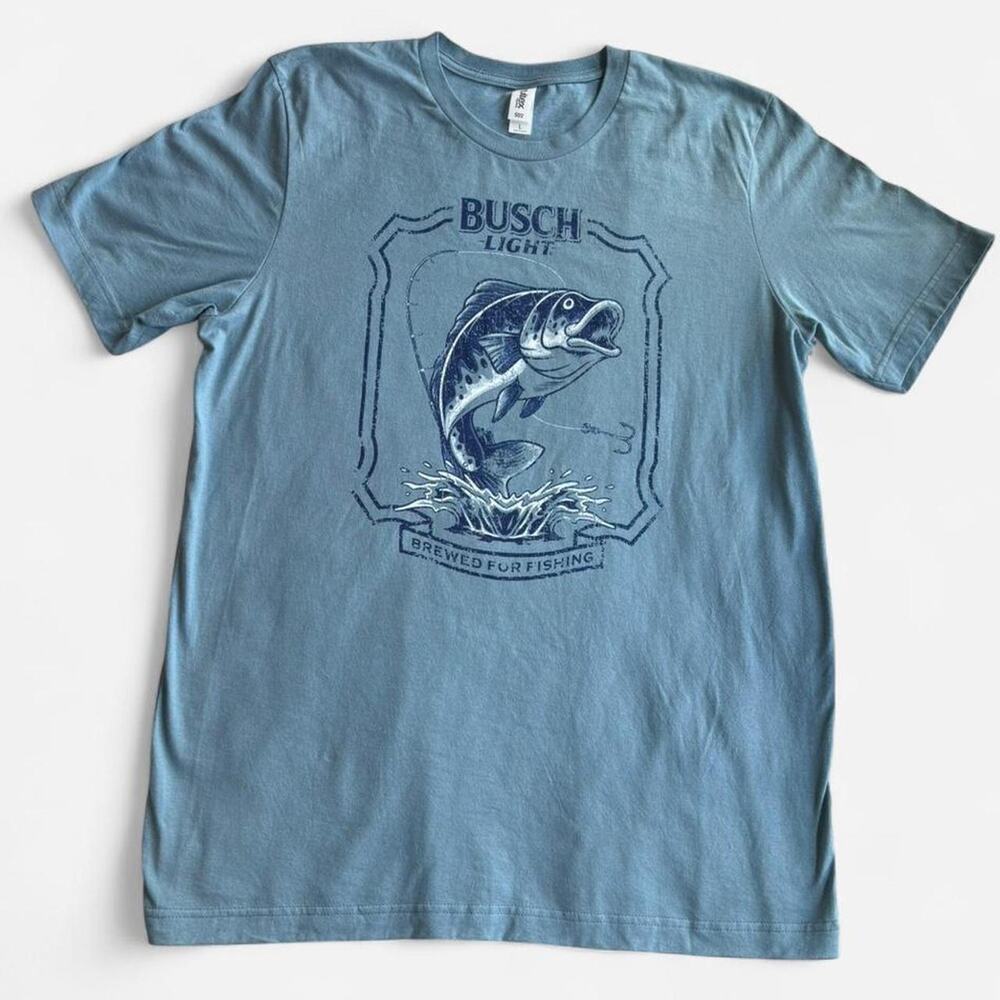 Tultex Unisex T-Shirt L Blue Graphic Cotton Casual